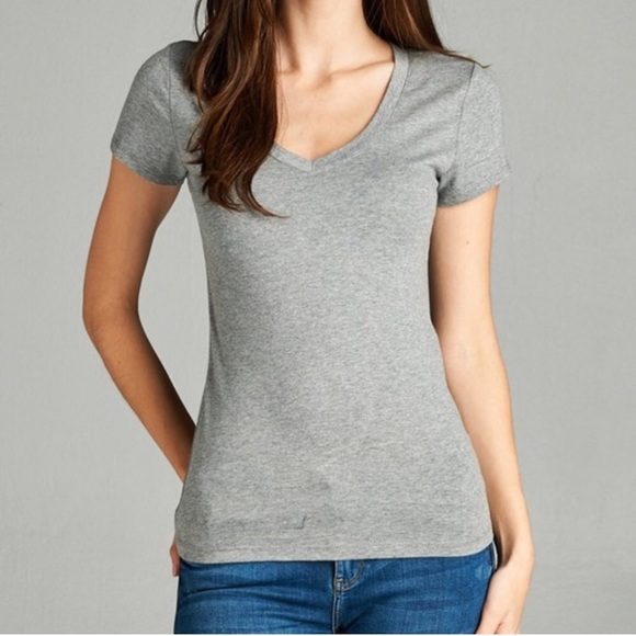 Swanky Coconut Tops - Gray V-neck